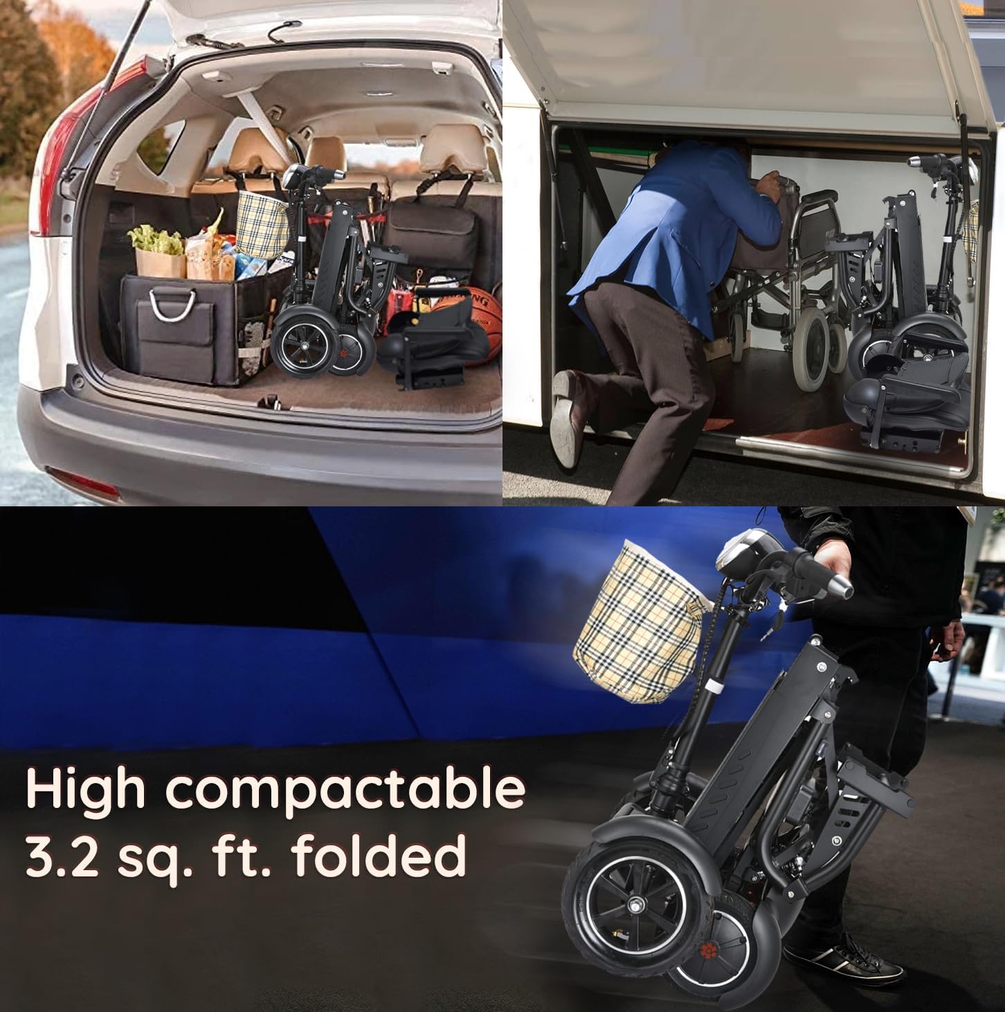 Dragon EX 4 Wheel Foldable Electric Scooter for Adults, Elderly & Travel - All Terrain Aluminum Alloy Power Wheelchair with Premium Large Seat - Front Basket Included - Image 7