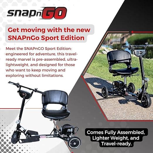 SNAPnGO Three Wheel Portable Electric Scooter for Adults - Aircraft-Grade Aluminum, Top Speeds of 5 mph & 13-Mile Range - Folding & Foldable Scooter - Airline Approved Electric Sit Down Scooter - Image 4