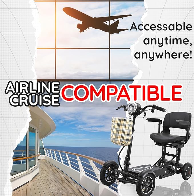 Dragon EX 4 Wheel Foldable Electric Scooter for Adults, Elderly & Travel - All Terrain Aluminum Alloy Power Wheelchair with Premium Large Seat - Front Basket Included - Image 2