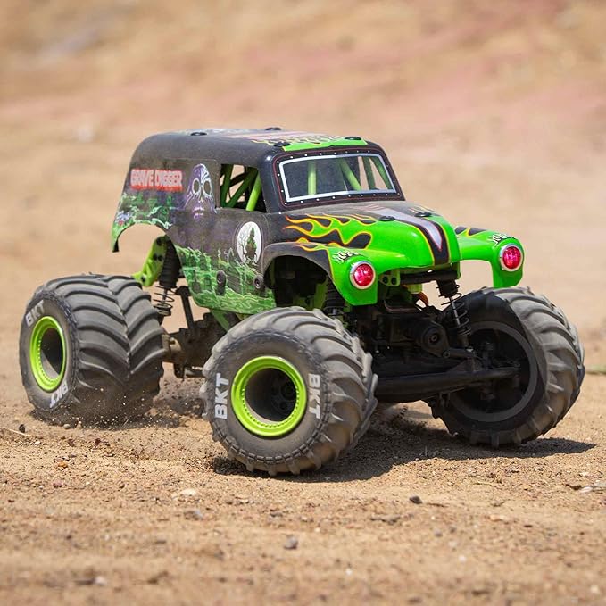 Losi 1/18 Mini LMT Grave Digger 2S 4X4 RTR Brushed Monster Truck Battery & Charger Included Green LOS01026T1 - Image 5