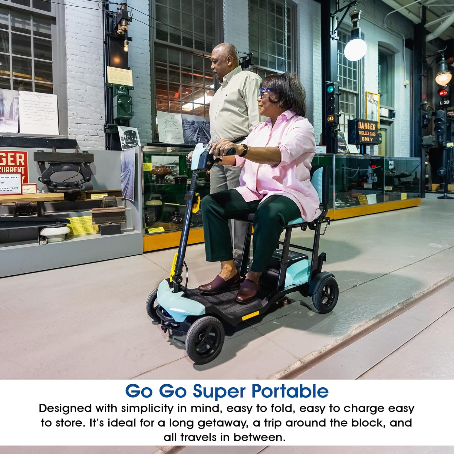 Pride Go Go Super Portable Scooter + Accessories, USA Made, Airline Approved, Foldable Power Electric Scooter for Adults, Lithium Battery, 300 lb Capacity, Weighs Only 41.6 lbs, LED Lighting - Image 9