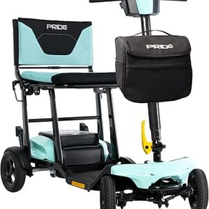 Pride Go Go Super Portable Scooter + Accessories, USA Made, Airline Approved, Foldable Power Electric Scooter for Adults, Lithium Battery, 300 lb Capacity, Weighs Only 41.6 lbs, LED Lighting