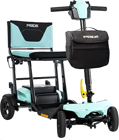 Pride Go Go Super Portable Scooter + Accessories, USA Made, Airline Approved, Foldable Power Electric Scooter for Adults, Lithium Battery, 300 lb Capacity, Weighs Only 41.6 lbs, LED Lighting