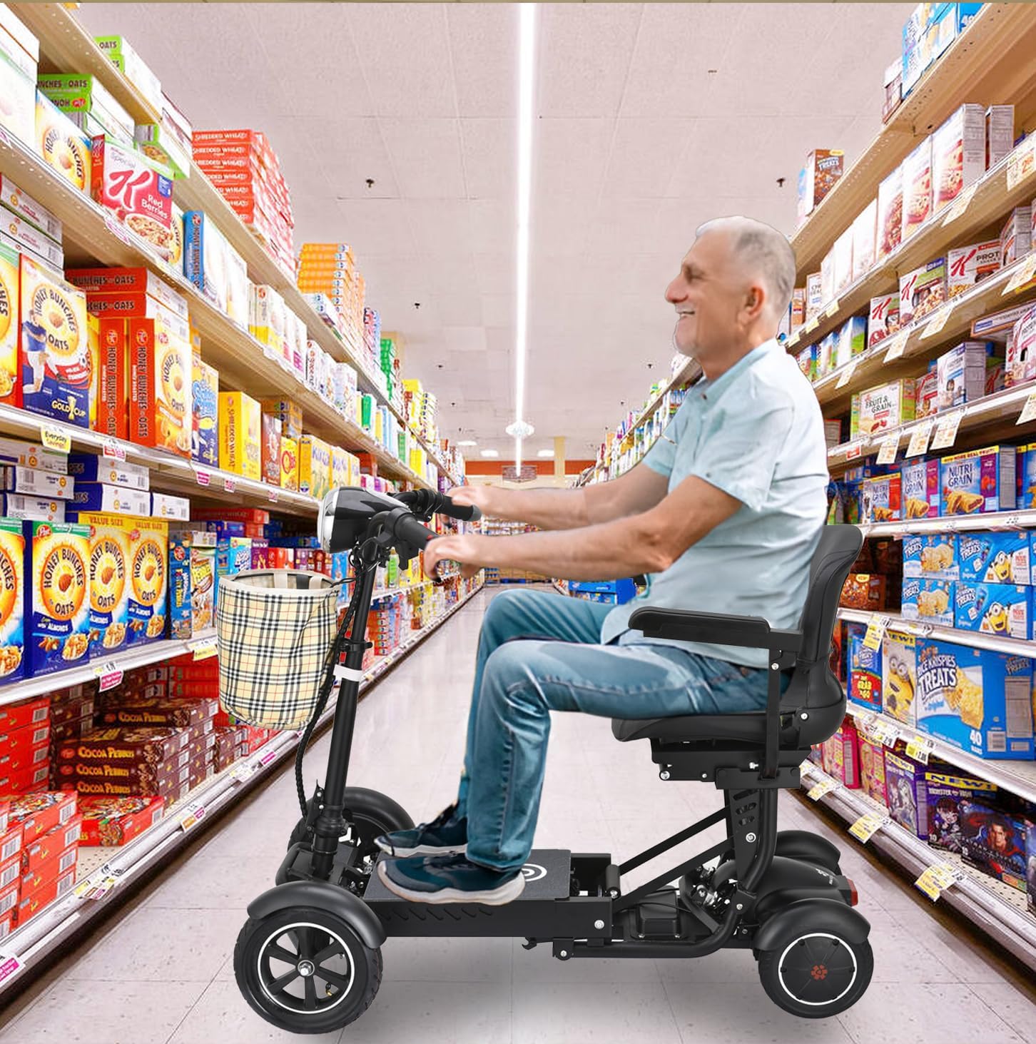 Dragon EX 4 Wheel Foldable Electric Scooter for Adults, Elderly & Travel - All Terrain Aluminum Alloy Power Wheelchair with Premium Large Seat - Front Basket Included - Image 9