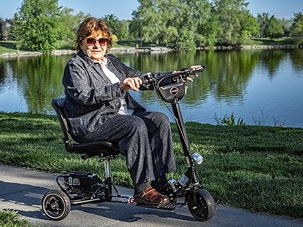SNAPnGO Three Wheel Portable Electric Scooter for Adults - Aircraft-Grade Aluminum, Top Speeds of 5 mph & 13-Mile Range - Folding & Foldable Scooter - Airline Approved Electric Sit Down Scooter - Image 2