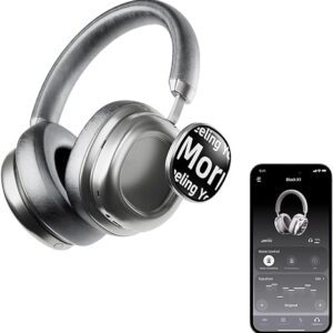 VWS X1 Wireless Over Ear Bluetooth Headphones, Noise Cancelling Headphones with 40mm Jamo Drivers, Dual OLED Touchscreen, APP Control, 60H Playtime, Silver