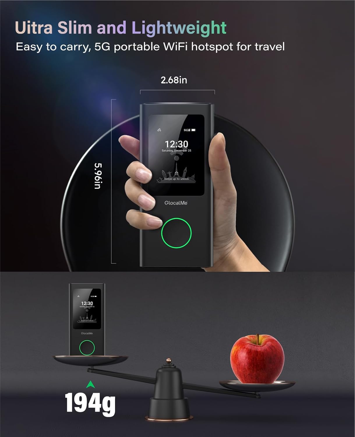 GlocalMe Numen Air 5G Mobile Hotspot, Portable WiFi Hotspot for Travel in 200+ Countries, Ultra High Speed Pocket Hotspot Device with Speed Up to 2.5Gbps, No SIM Card Required, 16 Connected Devices - Image 11