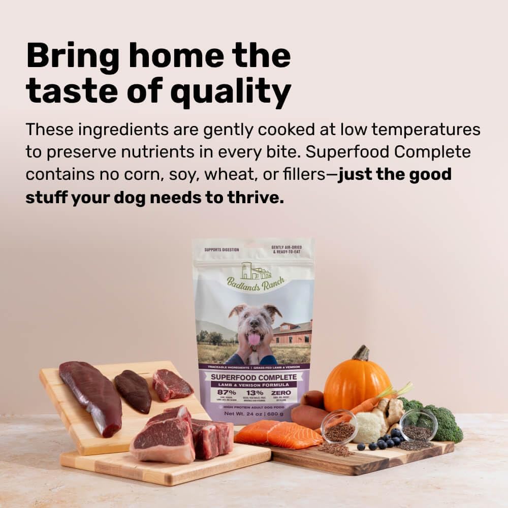 BADLANDS RANCH by Katherine Heigl- Superfood Complete, Air-Dried Adult Dog Food - High Protein, Zero Fillers, Superfood Nutrition (64 Ounce (Pack of 4), Lamb & Venison) - Image 5
