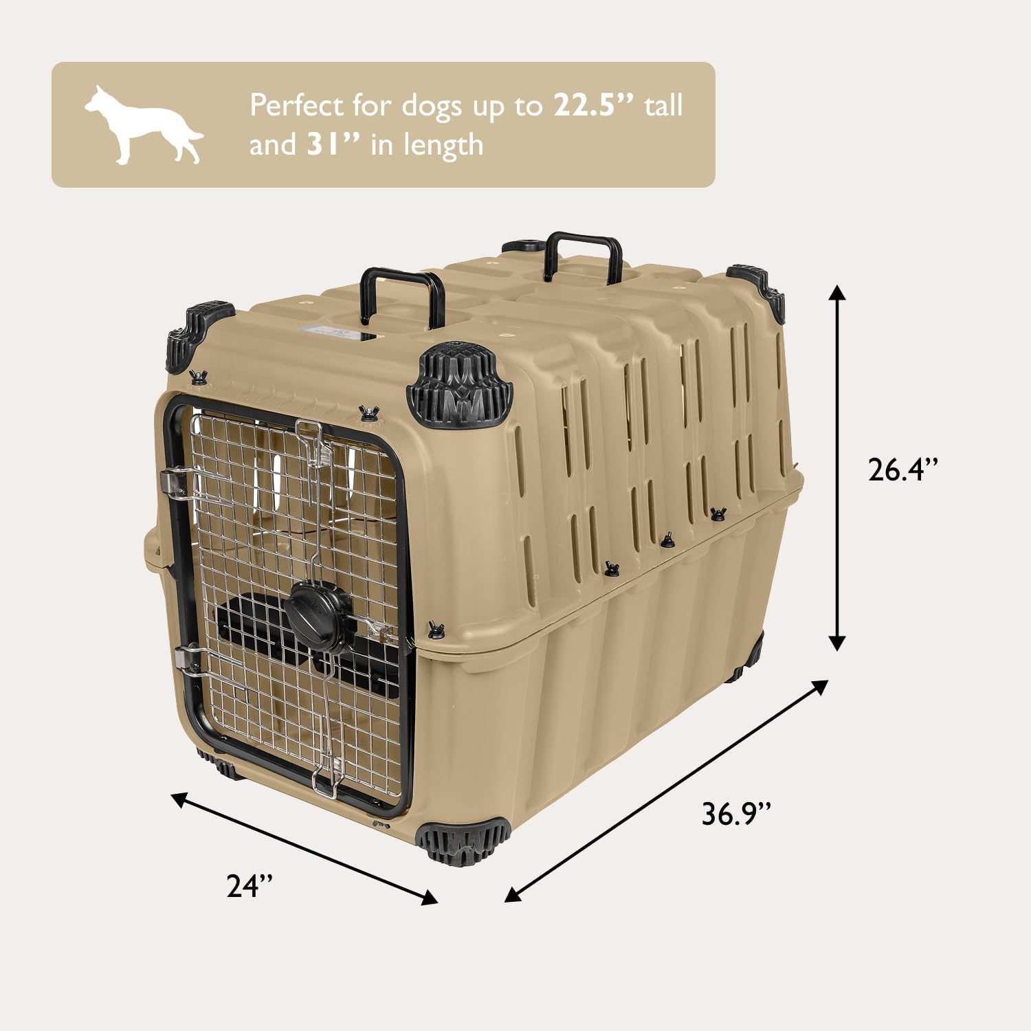 Mammoth Guardian Dog Kennel 36" Heavy Duty Travel & Outdoor Crate for Puppies, Small, Medium & Large Dogs, Secure 3 Bolt Lock, Adventure Ready for Hunting, Camping & Offroad - Image 6