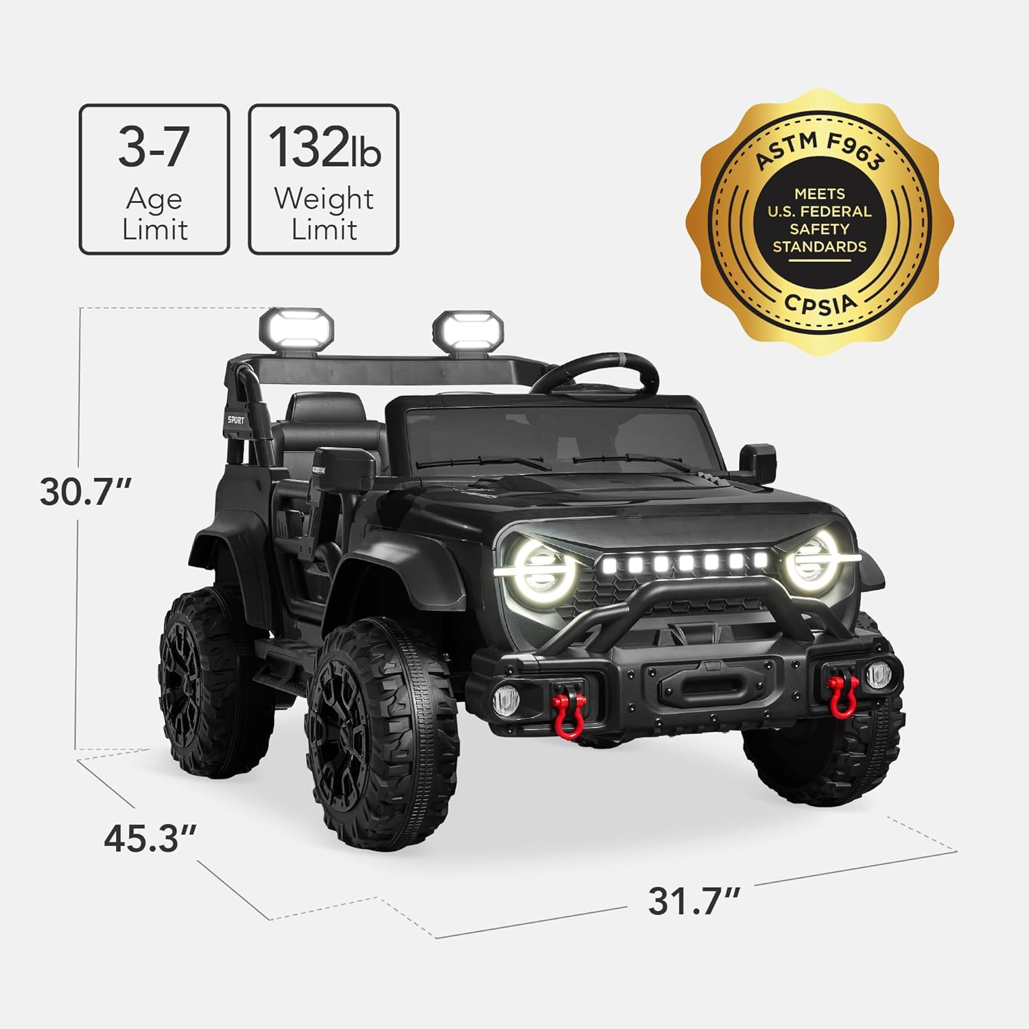 Best Choice Products Kids 24V 2-Seater Electric Ride On Car Truck w/ 132lb Weight Capacity, Parent Control, Bluetooth, LED Lights - Image 2