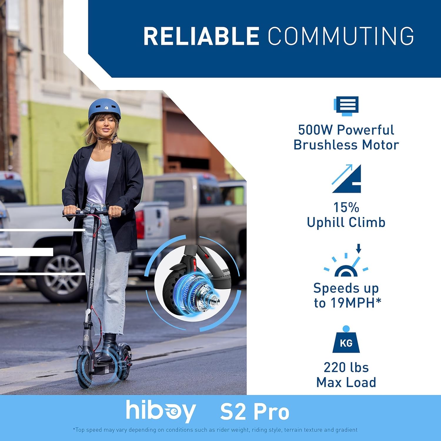Hiboy S2 Series/MAX Pro/Titan Series Electric Scooter, 350-2000W Motor, 8.5-11" Tires, 17-80 Miles Range E Scooter, 19-31 Mph Folding Commuter Electric Scooter for Adults - Image 2