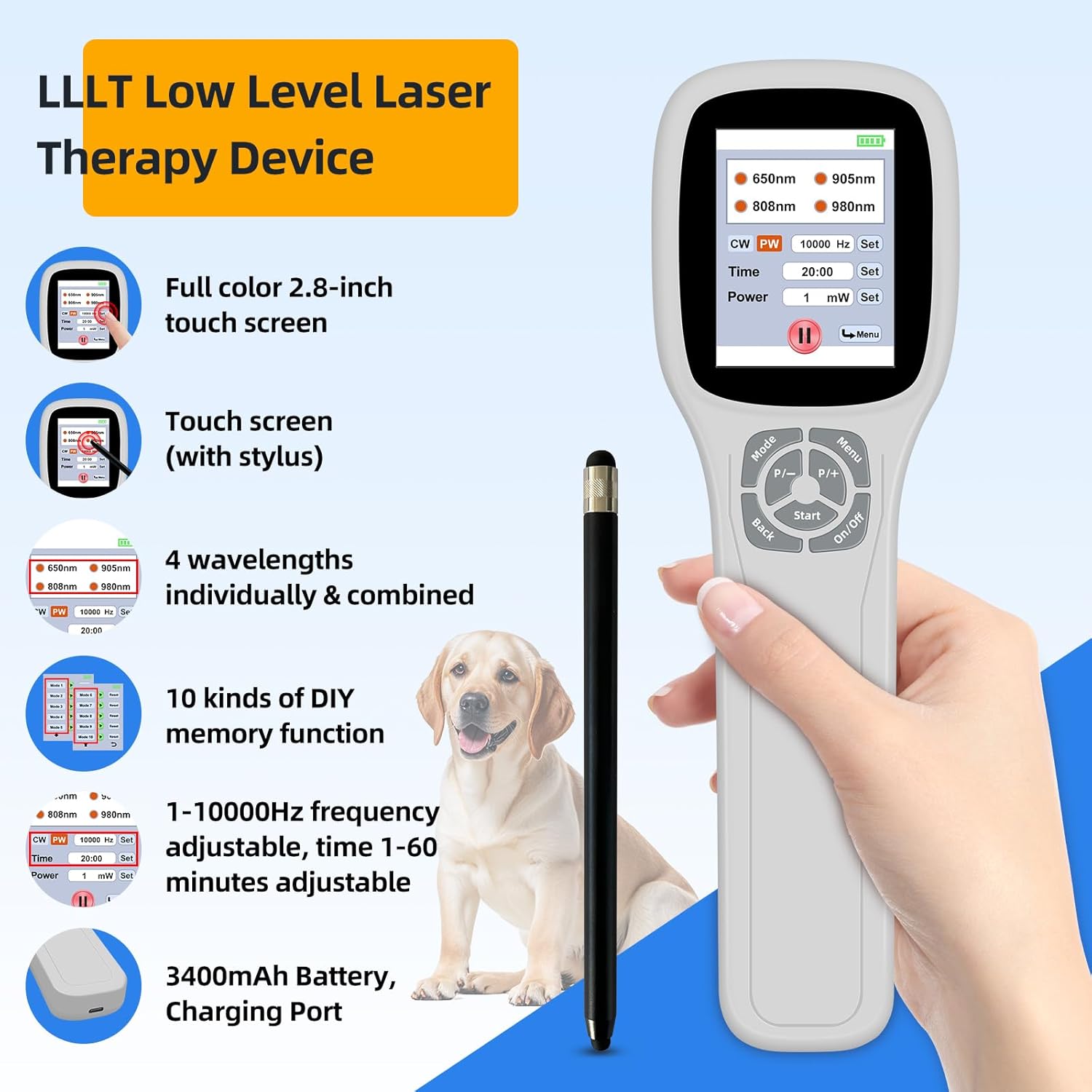 Cold Laser Therapy Device for Dogs, Infrared Red Light Laser Therapy For Dog Joint, 650nm*10+808nm*5+905nm*5+980nm*5, Muscle Relax and Pain Relief, Pet Laser Therapy at Home For Dogs, Cat and Horse - Image 5